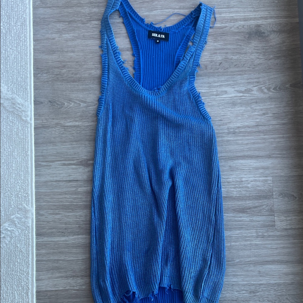 SER.O.YA Blue Knit Mini Dress
